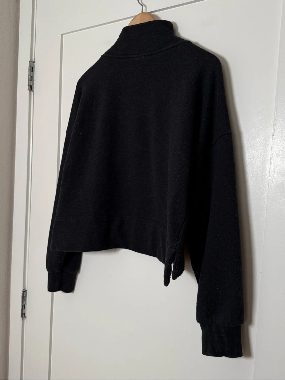 Sweaty Betty Boxy Sweatshirt Sz 8 Gray 1/4 Zip Mock Neck Cotton Blend Minimalist